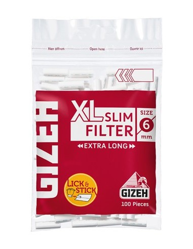 فیلتر سیگار پیچ اسلیم بلند گیزه (اکسترا لانگ) 100 عددی Gizeh XL Slim 6mm