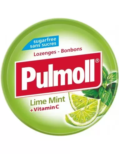 آبنبات بدون شکر پولمول با طعم لیمو نعناع حاوی ویتامین سی 45 گرمی Pulmoll Lime Mint Sugarfree Lozenges